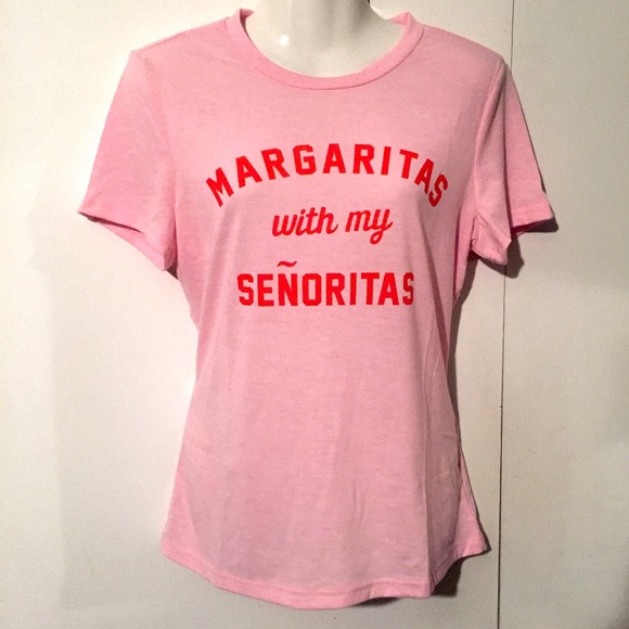 Margaritas Senoritas Pink Graphic Tee Top Shirt - Picture 5 of 7